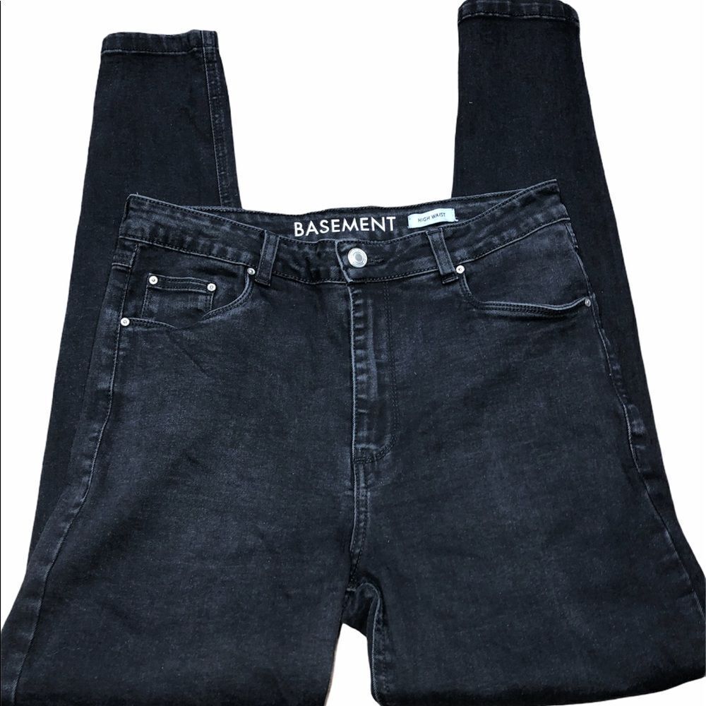 Basement US size 8 high waist black skinny jeans
